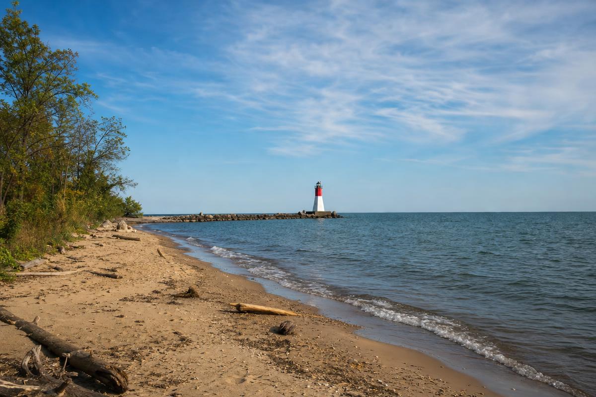 Lake Michigan shoreline in Lake County, Illinois